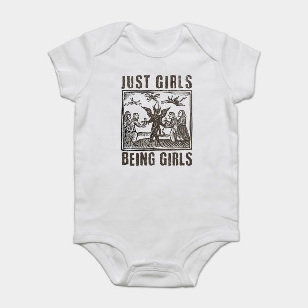 Vintage Witches Coven Girls Being Girls Funny Witchy Vibes Baby Bodysuit by Yesteeyear